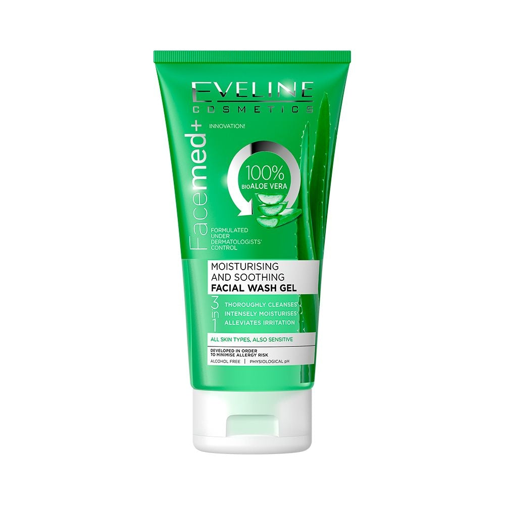 Facemed+ Moisturizing & soothing facial wash gel with aloe vera 3in1
