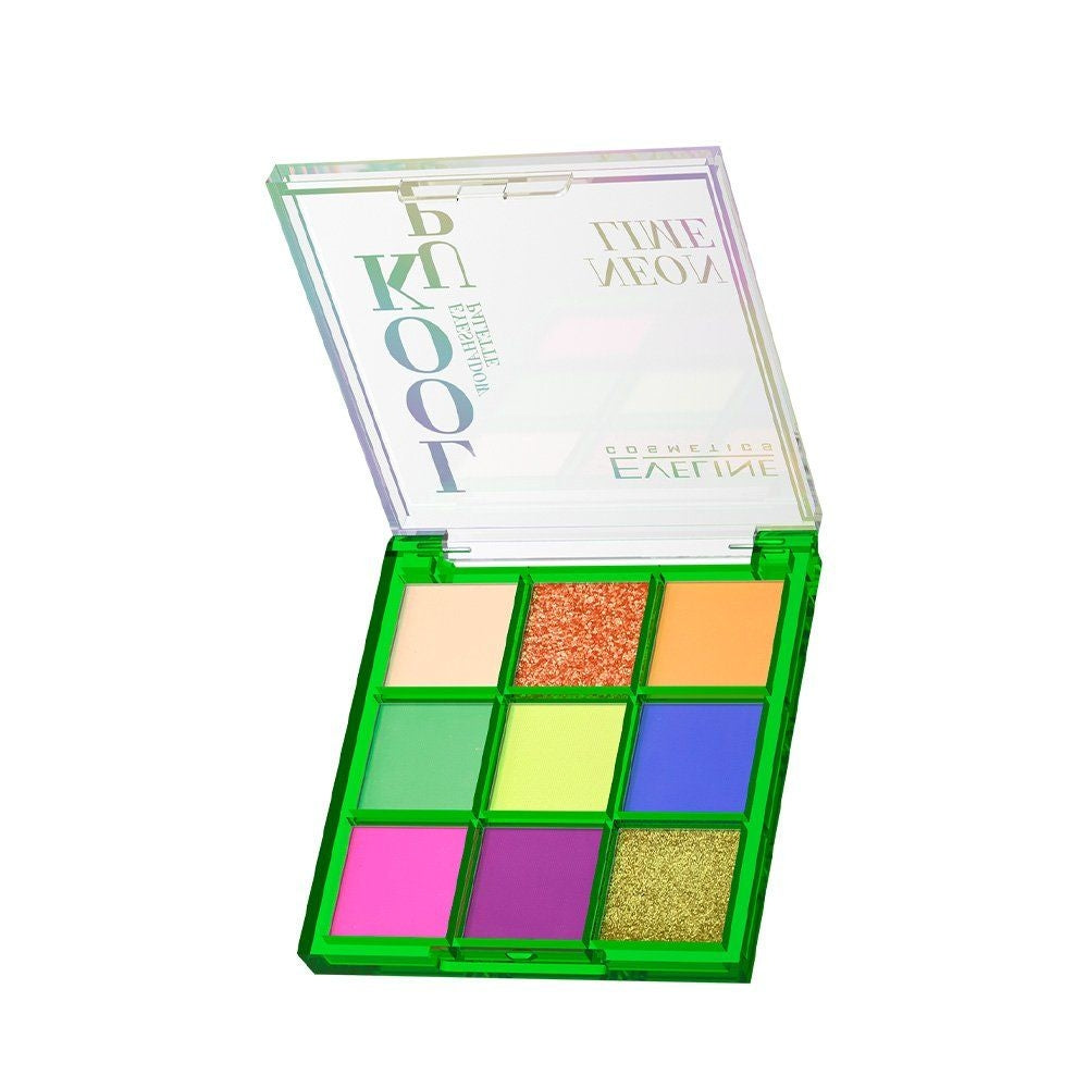 Look Up Neon Lime palette of 9 eyeshadows - Eveline cosmetics
