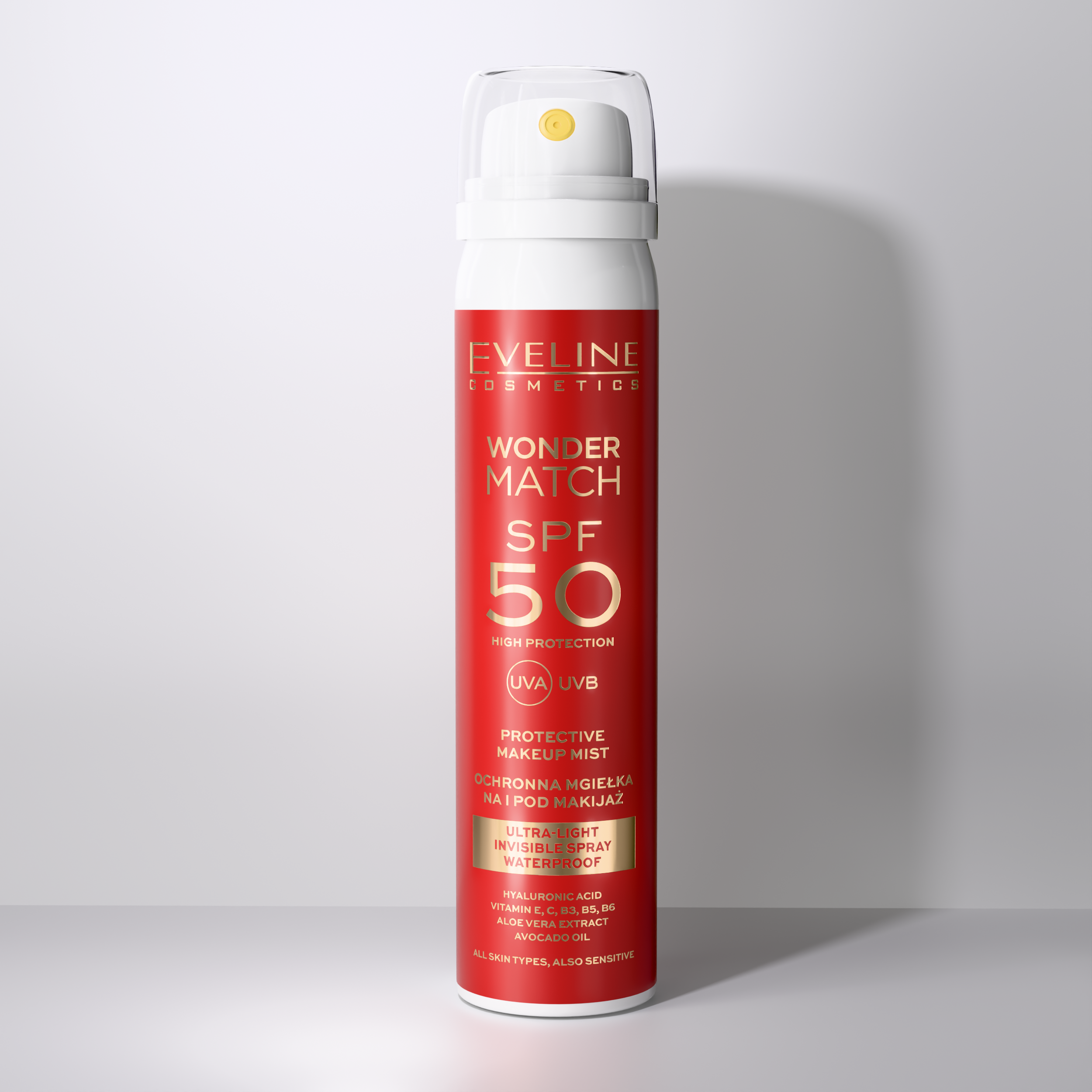Ultralehká ochranná mlha s SPF 50 pro použití na make-up i pod něj