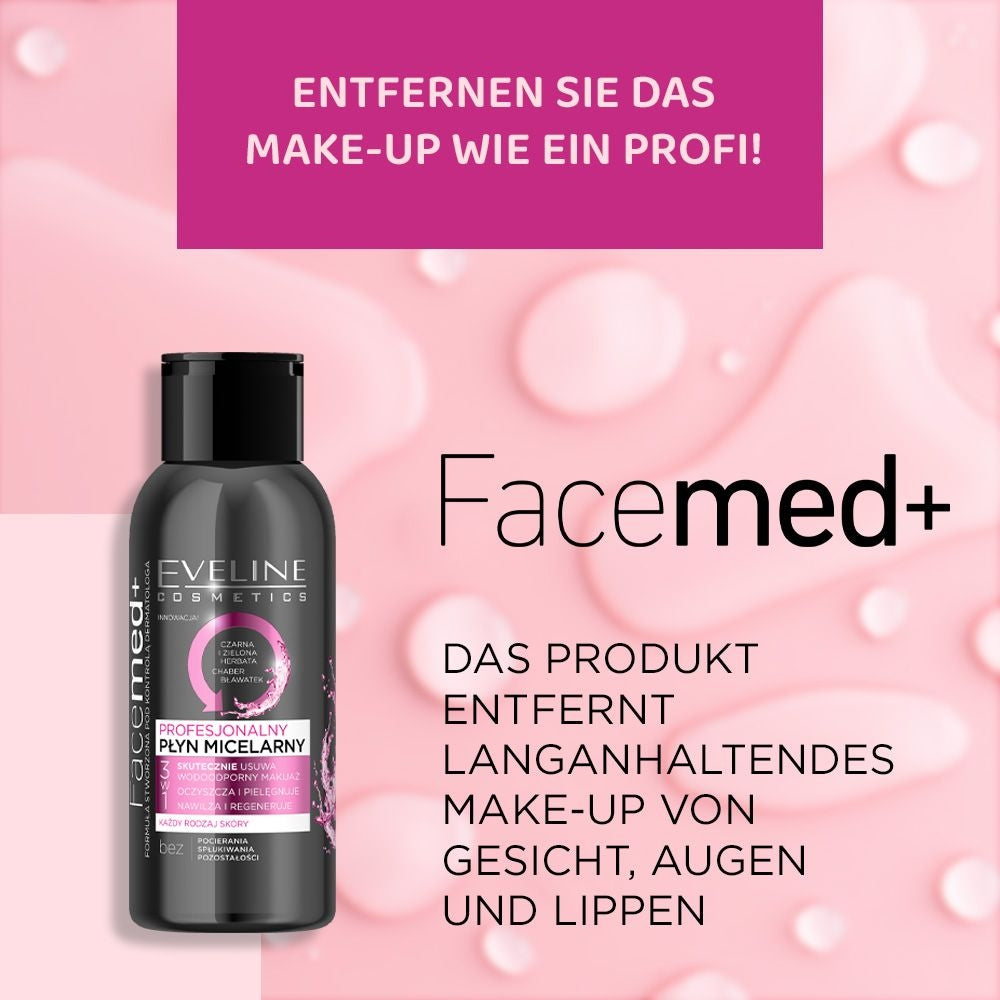 Professionelles 3-in-1 Mizellenwasser für Gesicht, Augen und Lippen, Reisegröße - 2