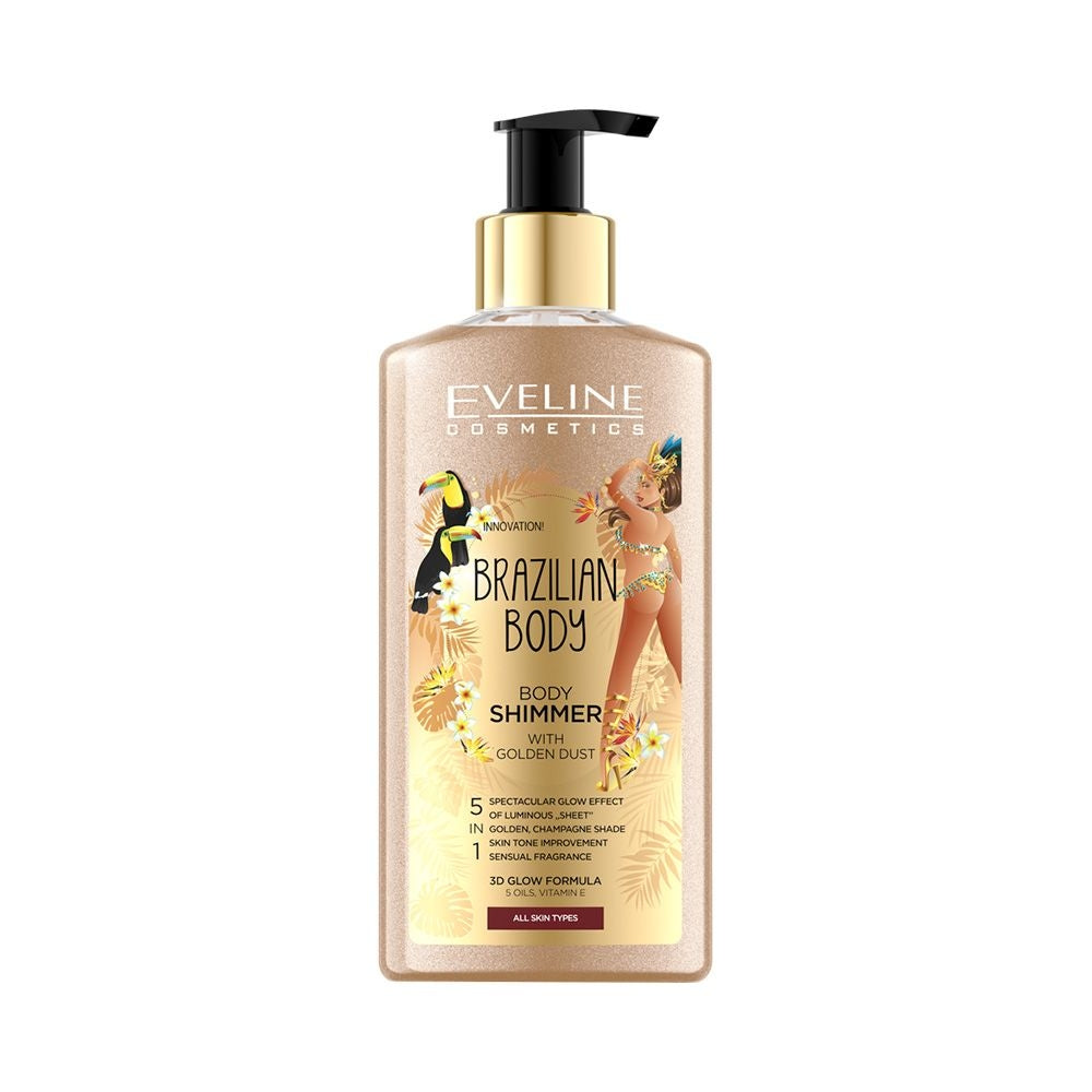 Goldener Body Shimmer mit Glitzerpartikeln